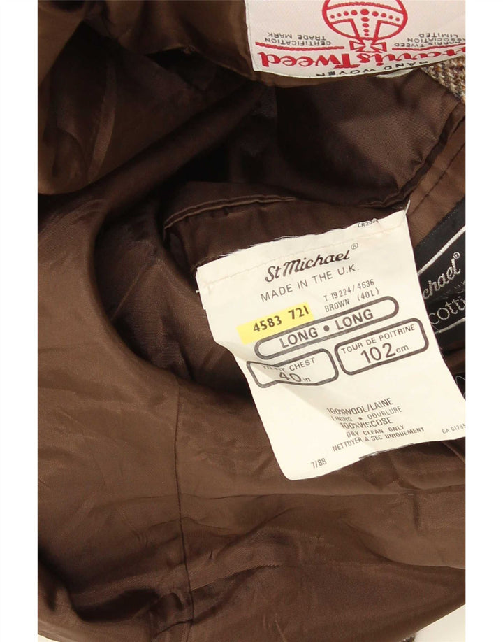 Jachetă pentru bărbați Harris Tweed St. Michael Blazer UK 40 Large Brown Herringbone