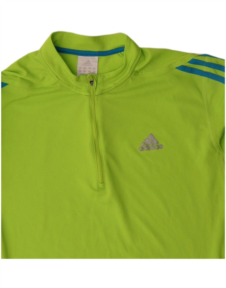 Trening ADIDAS pentru bărbați, cu fermoar și gât, din poliester verde mediu