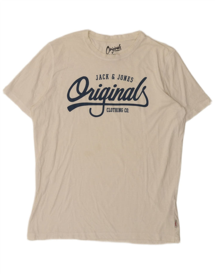 Tricou grafic Jack & Jones pentru bărbați Top XL poliester alb