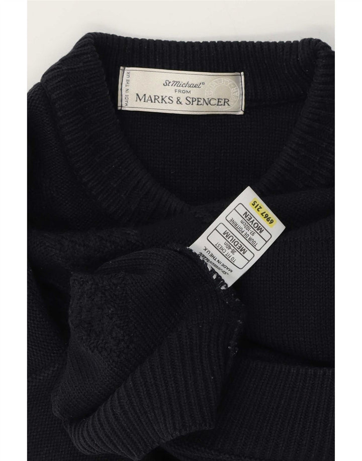 Pulover pentru bărbați Marks & Spencer St. Michael cu gât crew, albastru bleumarin mediu