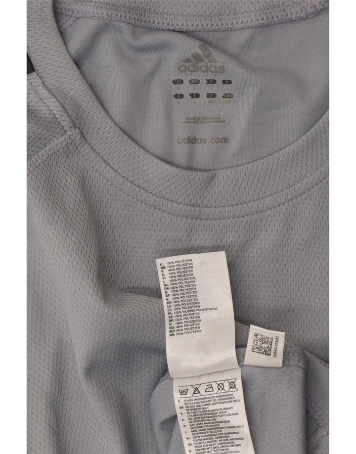 Tricou cu grafic Climalite Adidas pentru bărbați Top mare poliester gri