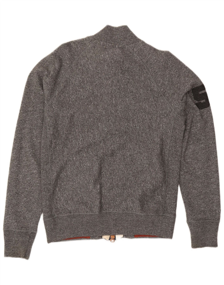 Jachetă de top pentru trening grafic Superdry pentru bărbați, mare, gri, bumbac