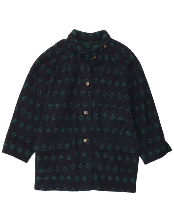 Pardesiu vintage pentru femei, cu tăietură lejeră, IT 42 Medium Bleumarin Argyle/Diamond