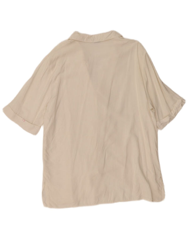 Bluză cămașă cu mânecă scurtă pentru femei Vintage UK 18 XL Alb