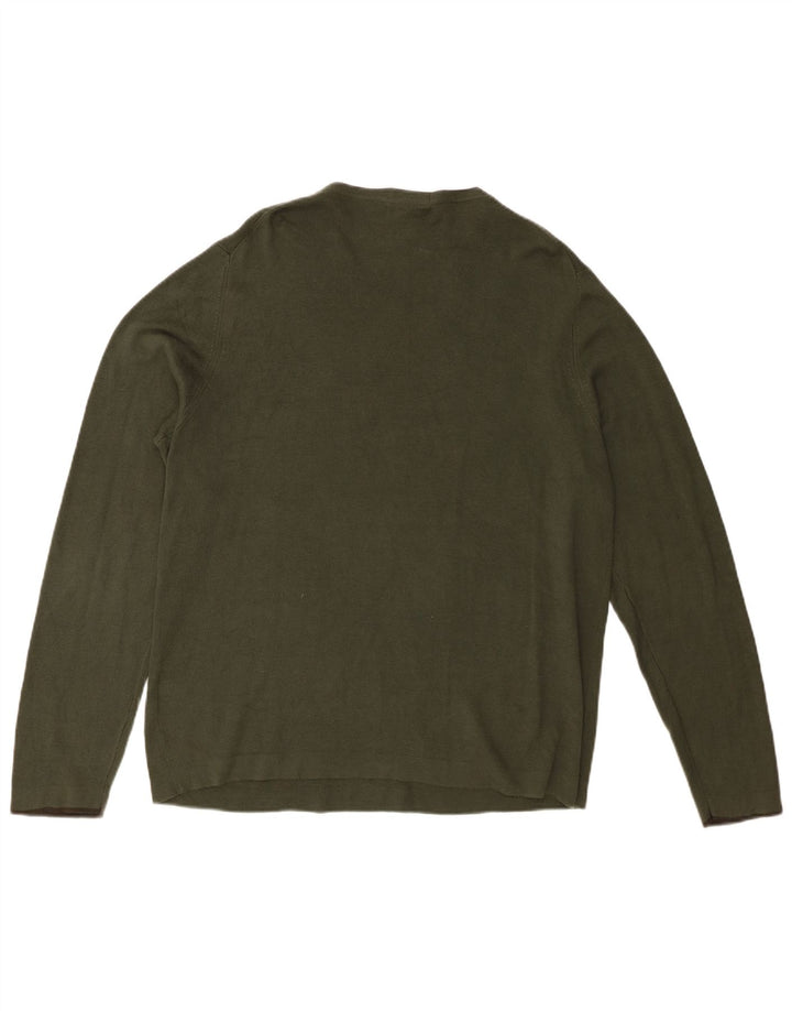 Pulover cu decolteu în V Eddie Bauer pentru bărbați, bumbac kaki mediu