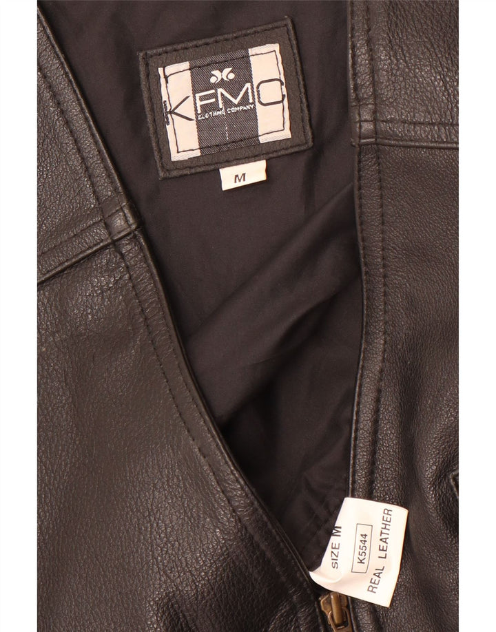 Vestă din piele obișnuită pentru bărbați vintage, piele neagră medie