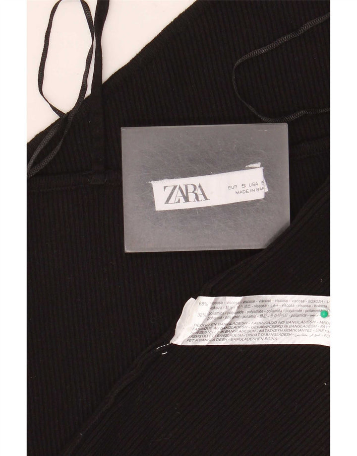 Crop Top pentru femei Zara UK 10 Small Black Viscose