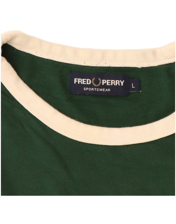 Tricou grafic pentru bărbați FRED PERRY Top mare din bumbac color bloc verde