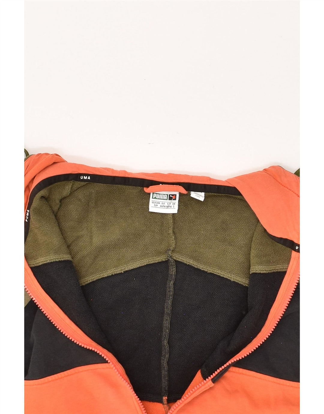 PUMA Womens Zip Hoodie Sweater UK 10 Small Multicoloured Colourblock Vintage Puma and Second-Hand Puma from Messina Hembry 