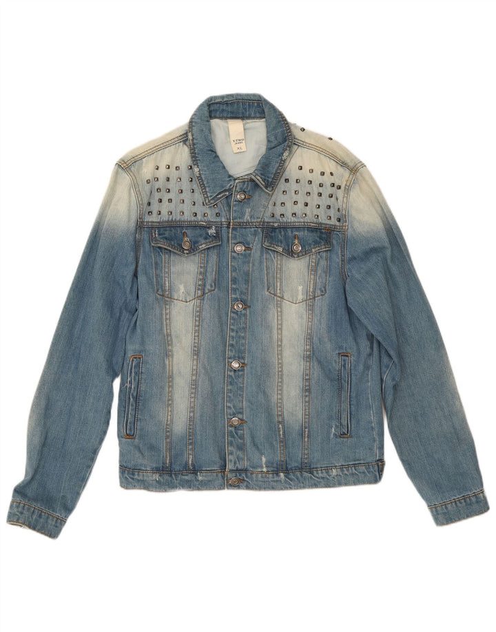 Jachetă vintage pentru bărbați din denim învechit UK 42 XL, bumbac albastru