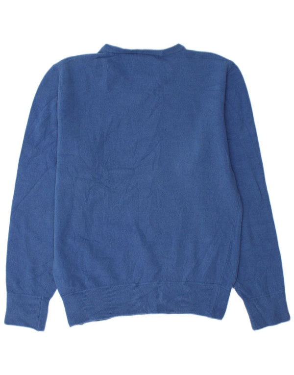 GAS Mens V-Neck Jumper Sweater XL Blue Wool