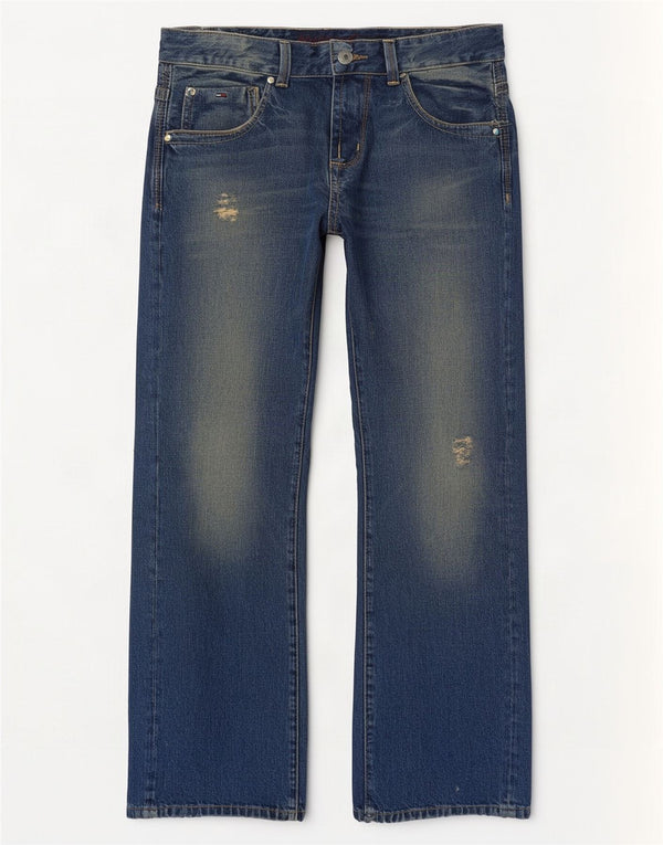 Tommy Hilfiger Womens Laurie Distressed Loose Jeans W32 L32 Blue Cotton