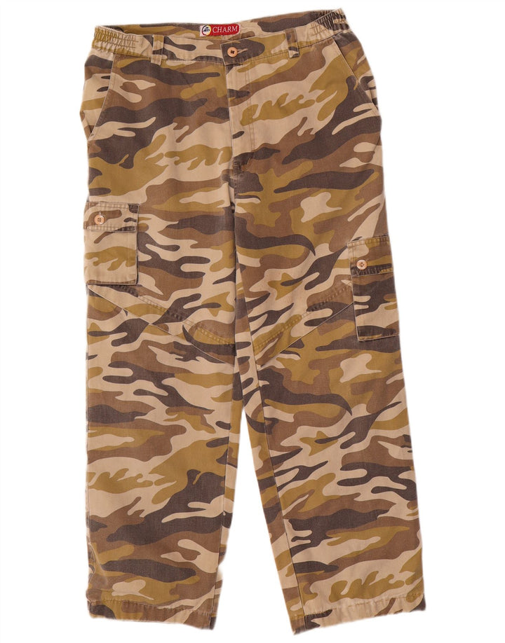 Pantaloni cargo drepți pentru bărbați VINTAGE L34 L28 bumbac camuflaj bej