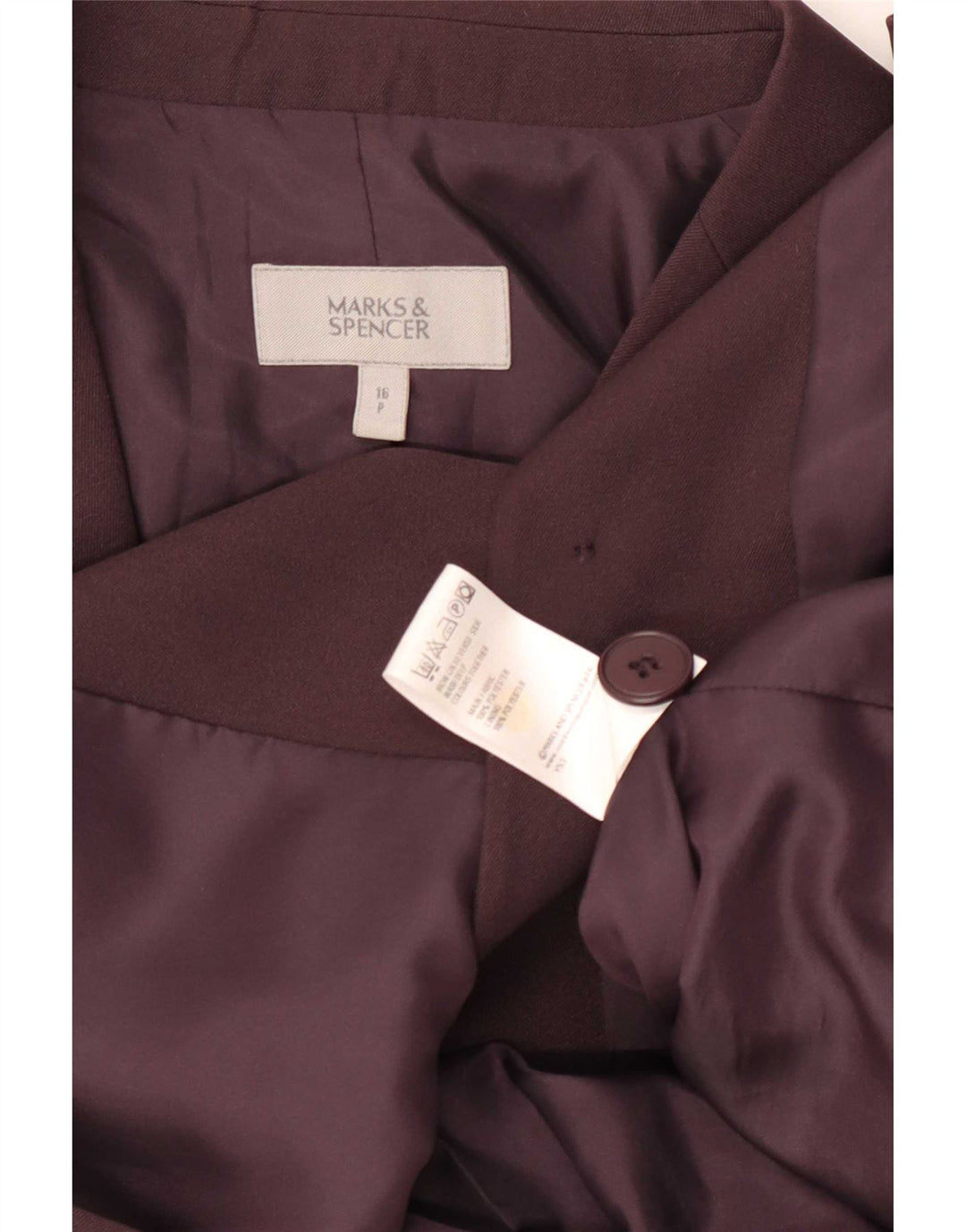 Jachetă pentru femei Marks & Spencer, cu 2 nasturi, din poliester maro mare UK 16