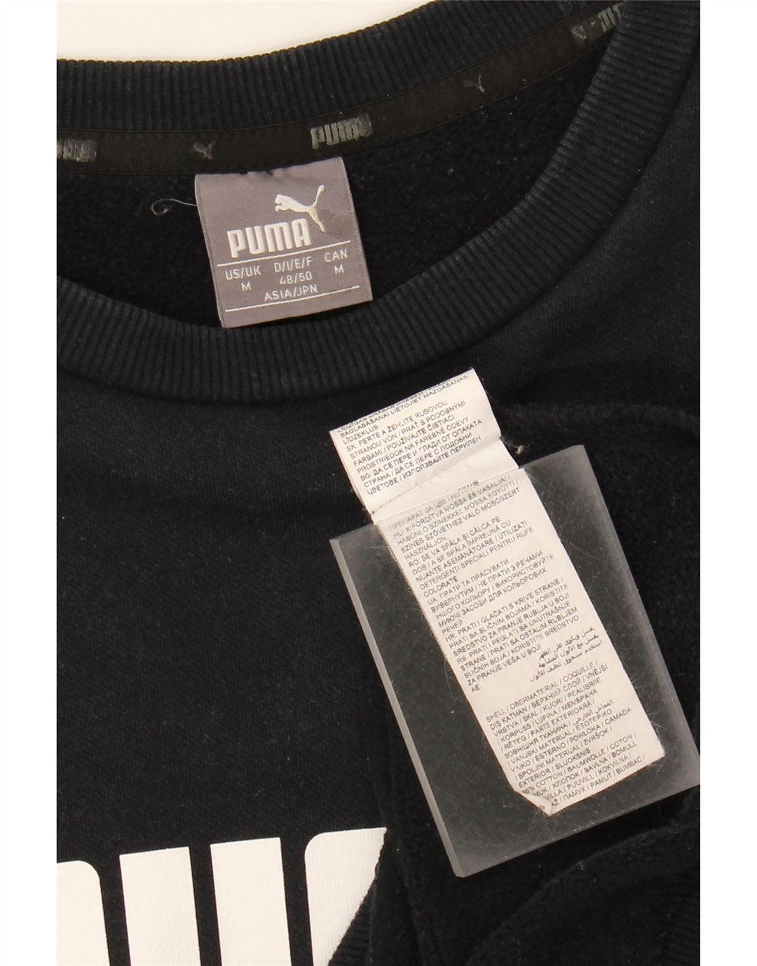 Pulover grafic pentru bărbați Puma, bumbac mediu negru