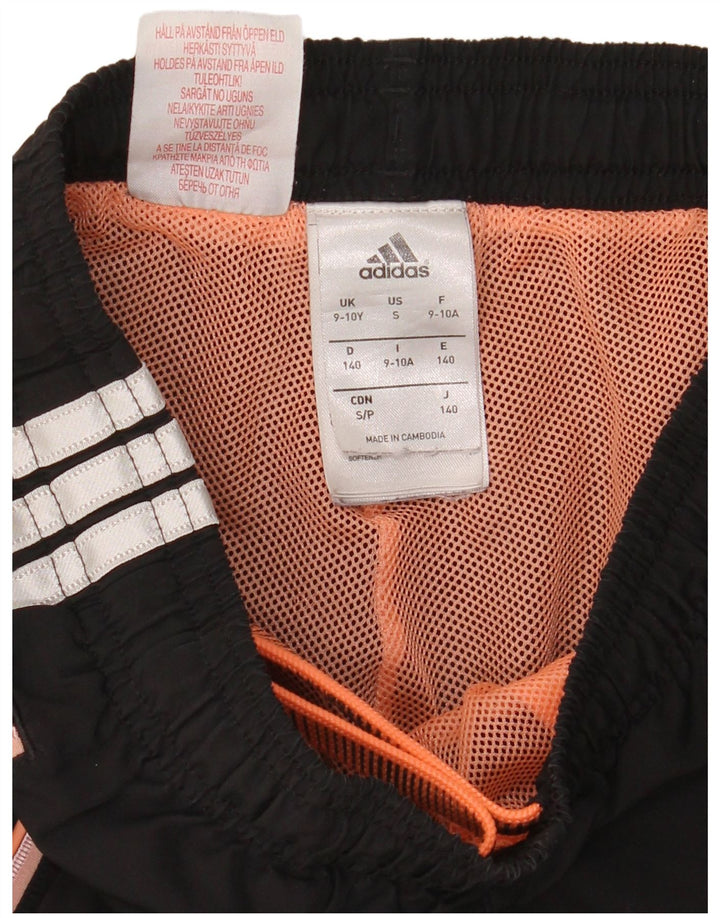 ADIDAS Boys Graphic Tracksuit Trousers Joggers 9-10 Years  Black Polyester