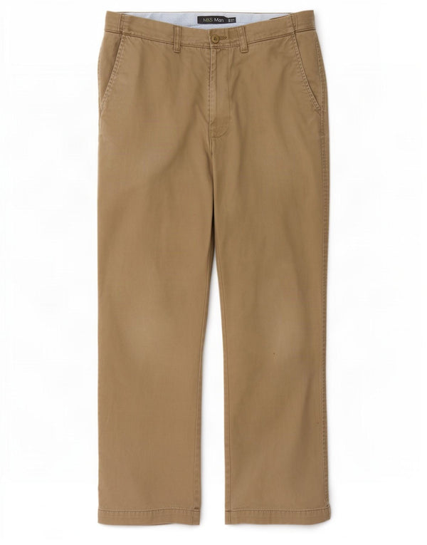 Pantaloni chino drepți pentru bărbați Marks & Spencer L34 L31 bumbac bej