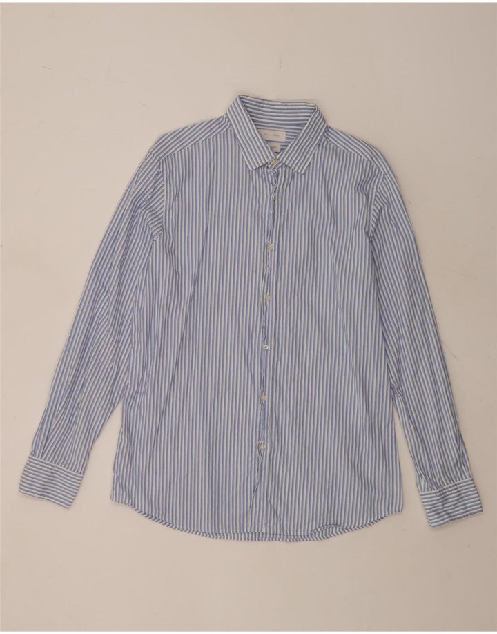 Cămașă Massimo Dutti pentru bărbați, bumbac cu dungi XL, albastru