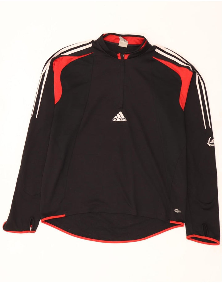 Trening pentru bărbați Adidas, cu fermoar și gât, bluză mare, negru