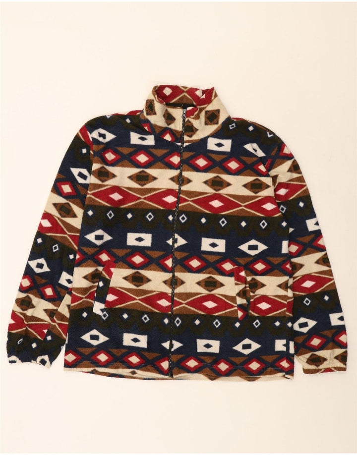 Jachetă din lână supradimensionată pentru femei VINTAGE UK 16 mare, multicoloră, geometrică