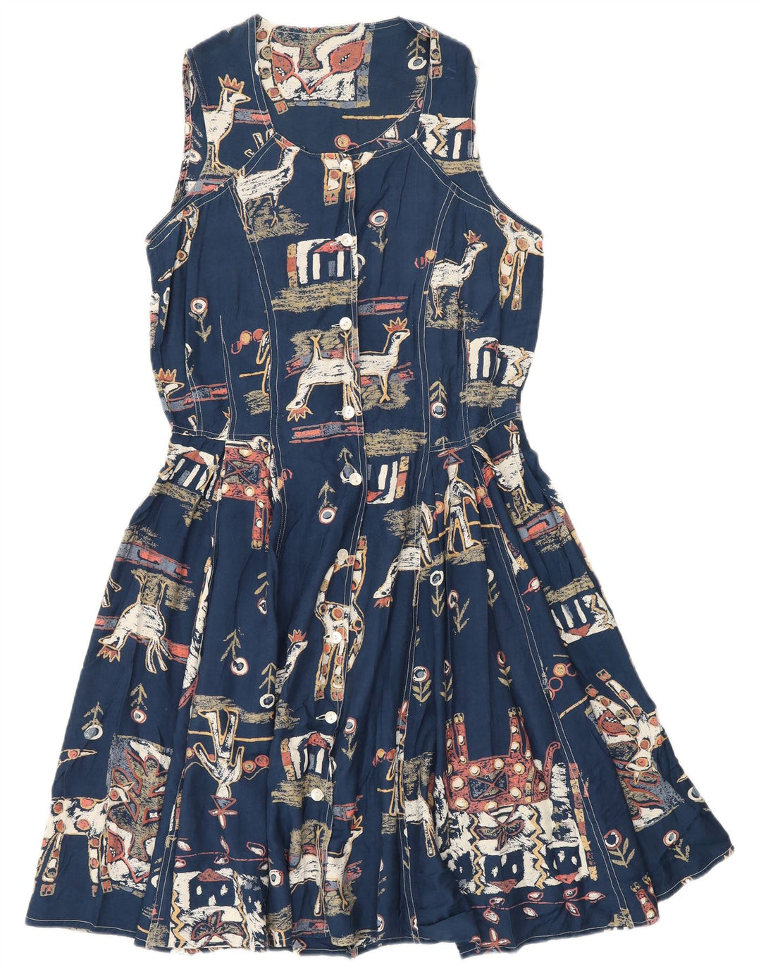 Rochie A-Line cu model abstract pentru femei UK 12 Medium Bleumarin