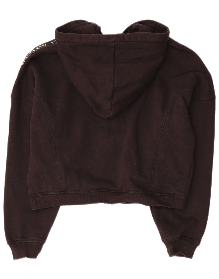 JACK WILLS Pulover oversized Crop Zip Hoodie pentru femei UK 10 Small Black