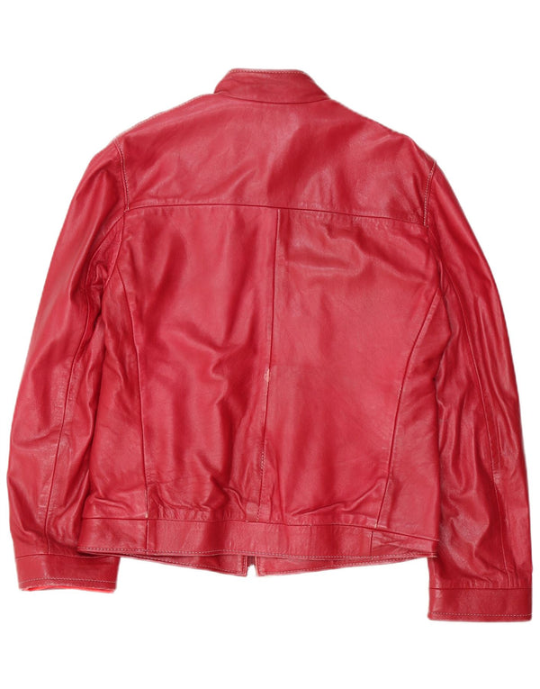 Jachetă Bomber din piele vintage pentru femei IT 46 Large Red