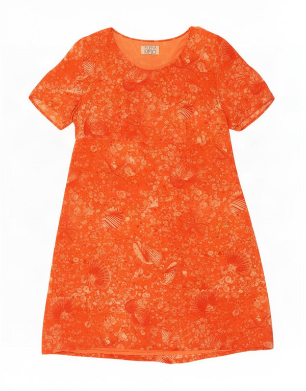 ELENA MIRO Rochie A-Line cu model abstract pentru femei UK 24 4XL Orange Viscose