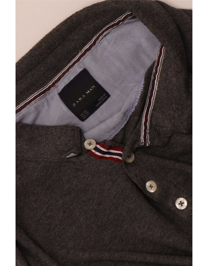 Cămașă polo cu mânecă lungă pentru bărbați Zara 2XL gri