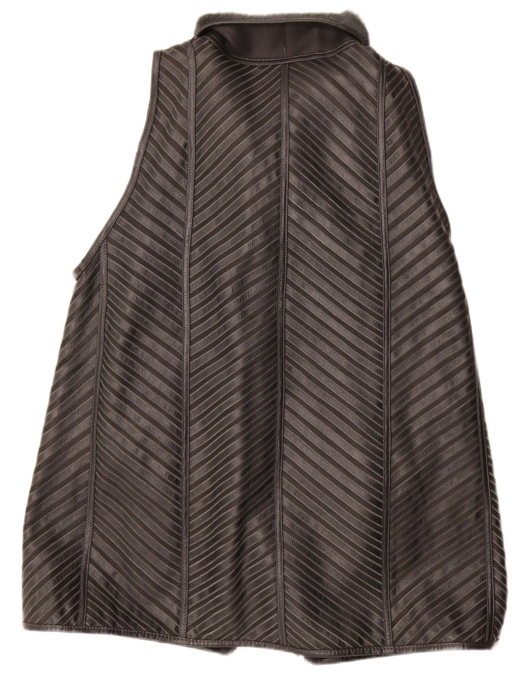 Gilet pentru femei VINTAGE Sherpa cu paragate EU 40 Medium Gri cu dungi din piele