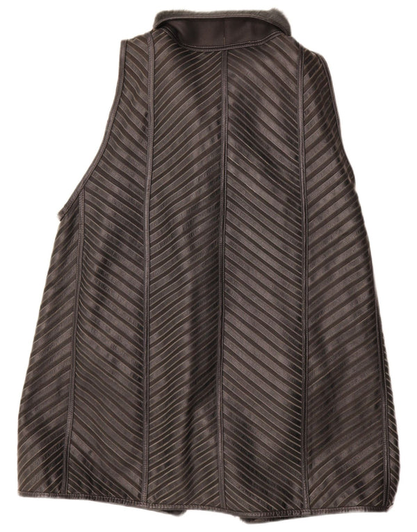 Gilet pentru femei VINTAGE Sherpa cu paragate EU 40 Medium Gri cu dungi din piele