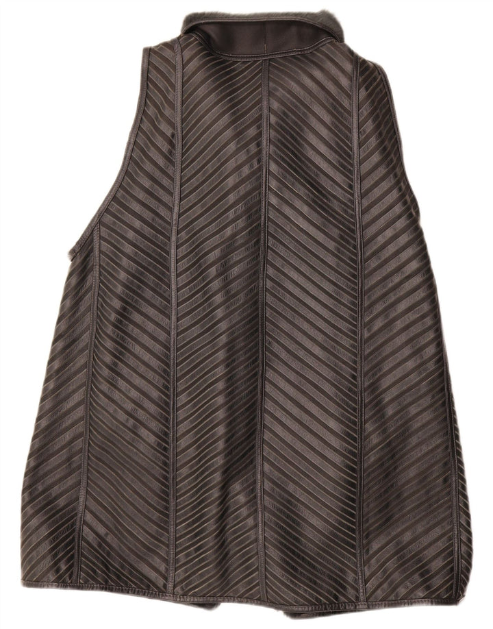 Gilet pentru femei VINTAGE Sherpa cu paragate EU 40 Medium Gri cu dungi din piele