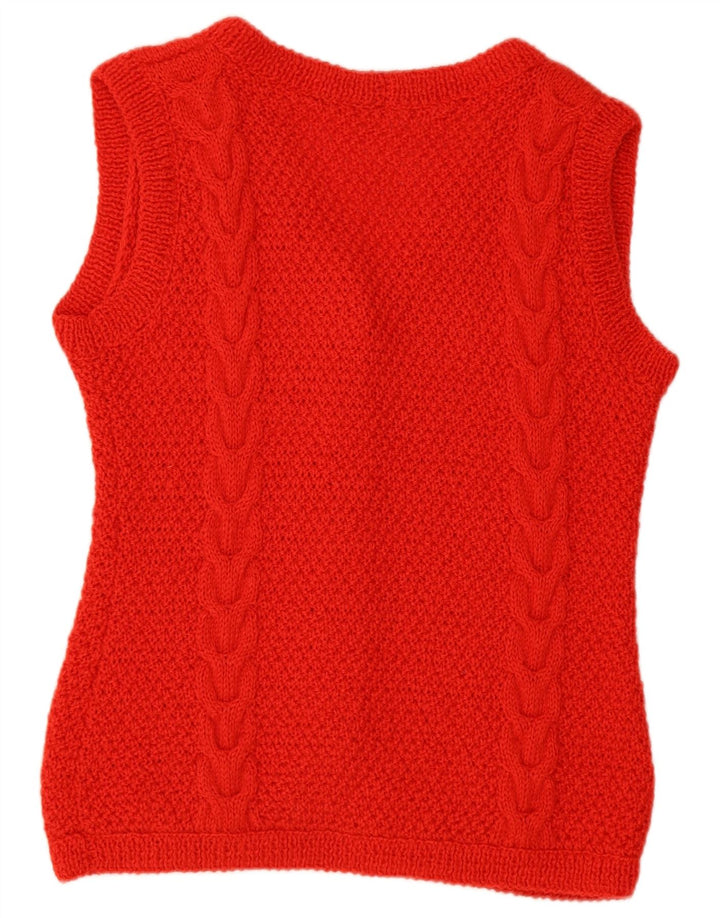 Pulover Cardigan fără mâneci Vintage pentru femei UK 16 Large Red