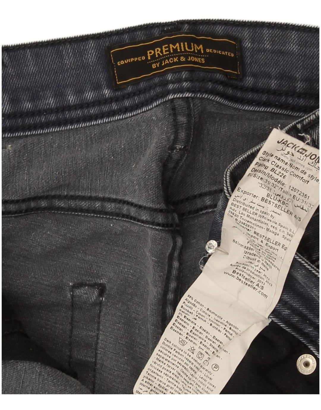 Blugi drepți Jack & Jones pentru bărbați, cu ajustare normală, W31 L31, bumbac gri