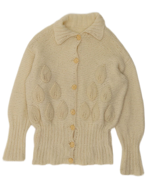 Pulover cardigan vintage pentru femei UK 16, mare, alb, floral