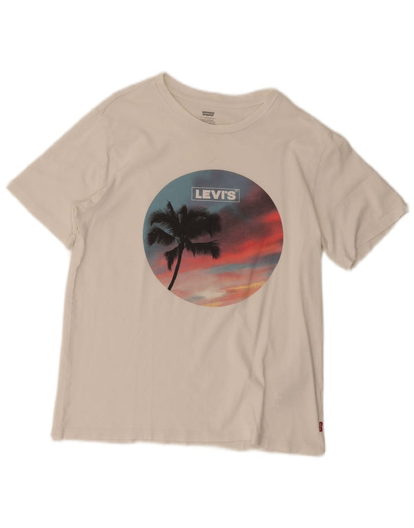 Levi's Womens Graphic T-Shirt Top UK 10 Small White Cotton