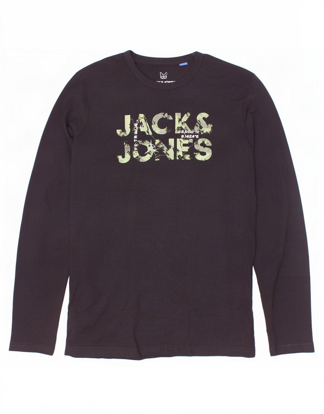 Jack & Jones pentru băieți, bluză grafică cu mânecă lungă, 13-14 ani, negru