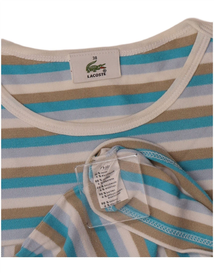 Tricou crop Lacoste pentru femei Top Marimea 38 Bumbac cu dungi multicolore mediu