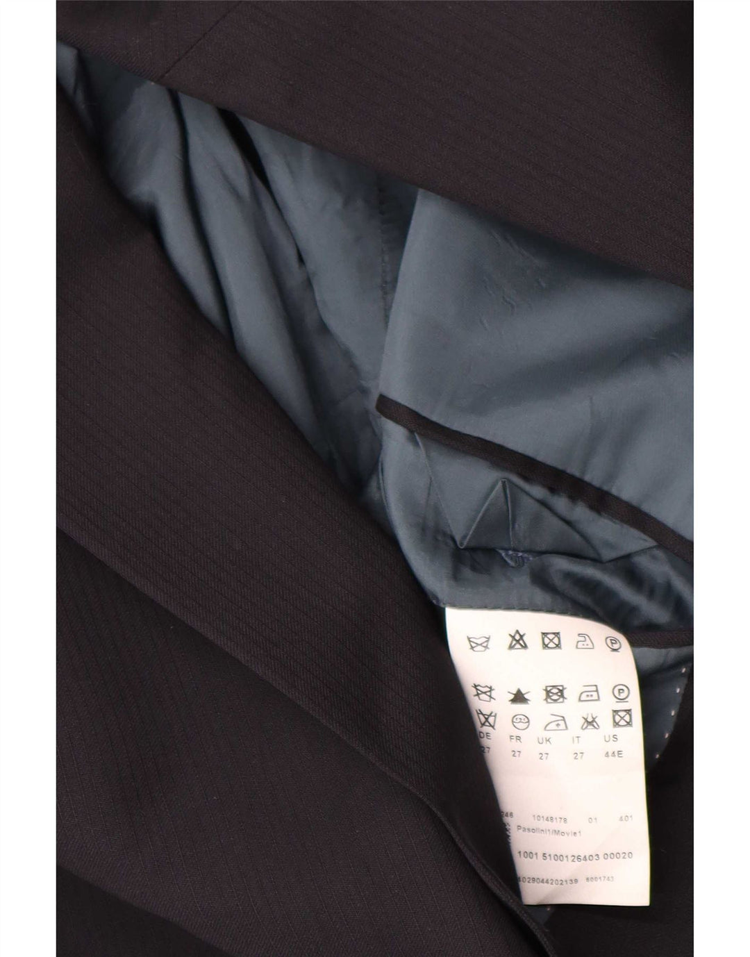 Blazer pentru bărbați Hugo Boss, cu 2 nasturi, UK 42 XL, lână cu dungi, albastru bleumarin