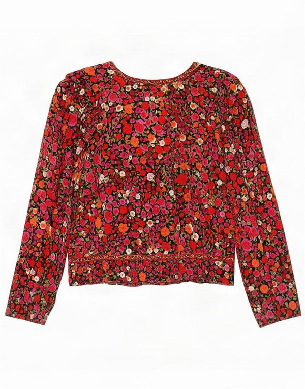 Vintage Womens Crop Shirt Bluse UK 14 Medium Multicolor Floral