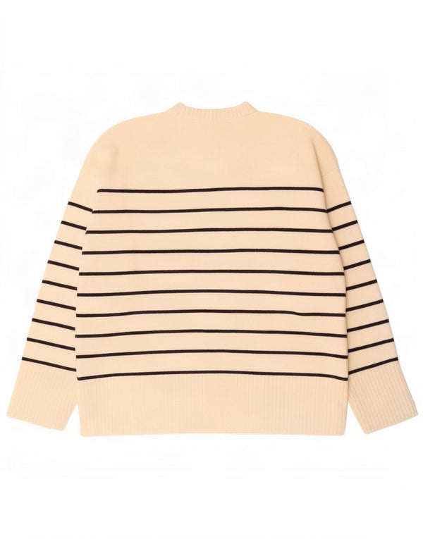 Pulover pentru damă Zara, cu gât turnut, cu dungi alb, mediu, 14 UK
