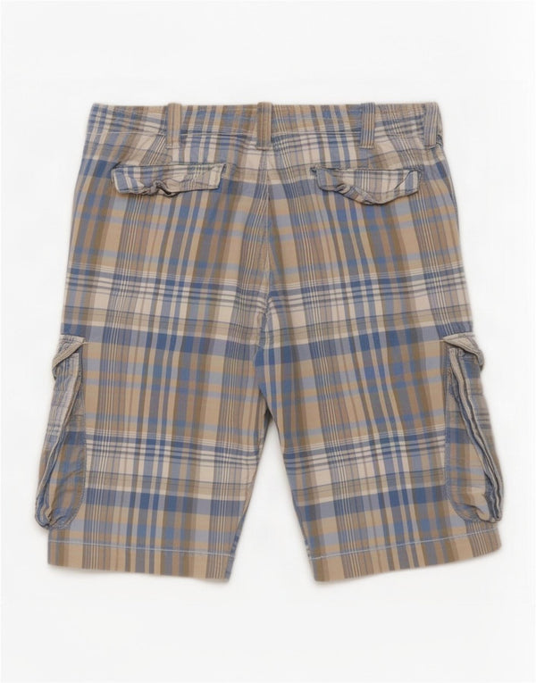 Pantaloni scurți pentru bărbați Benetton Regular Cargo W32 Medium Blue Plaid