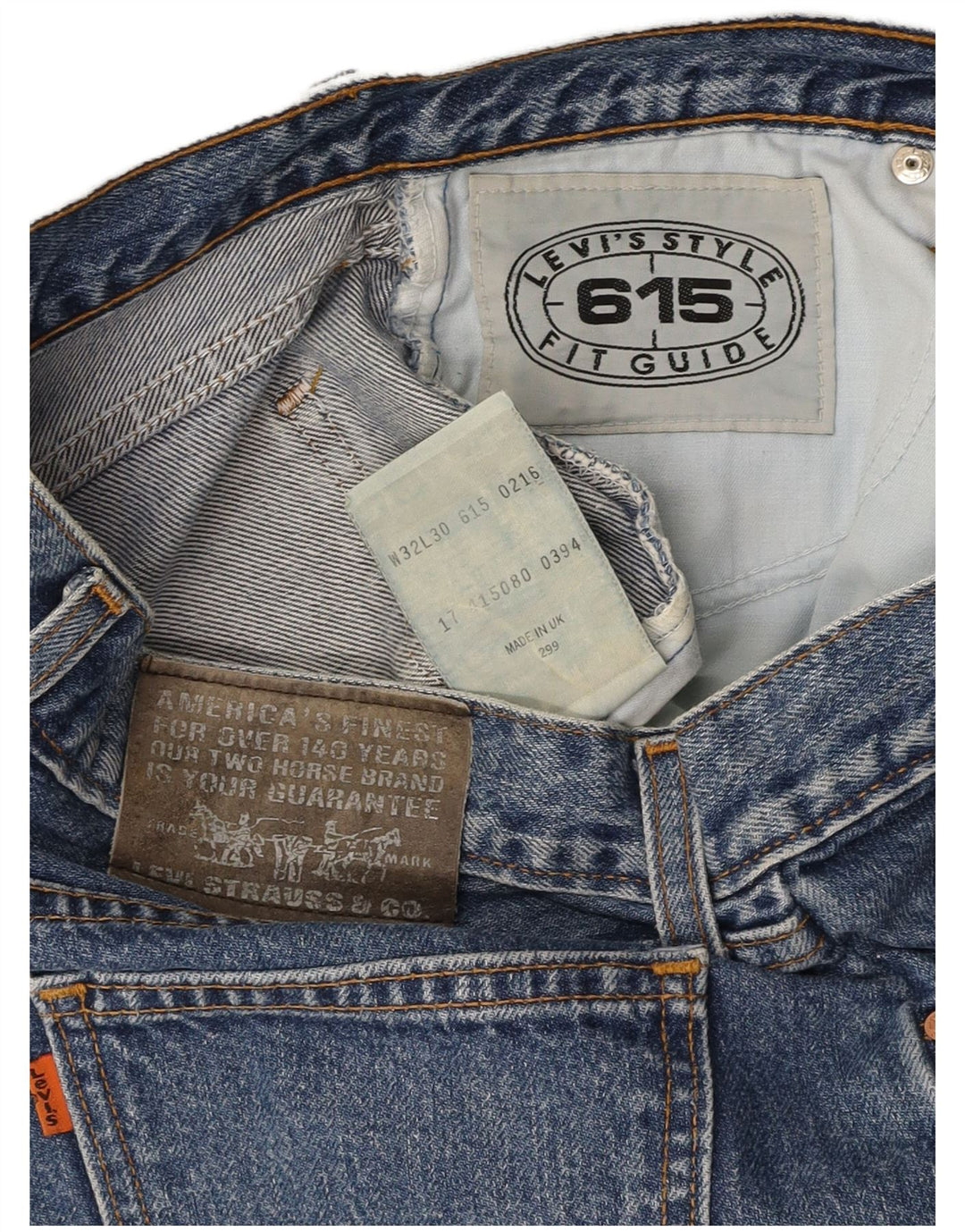 Blugi drepti pentru bărbați LEVI'S 615 W32 L30 Bumbac albastru