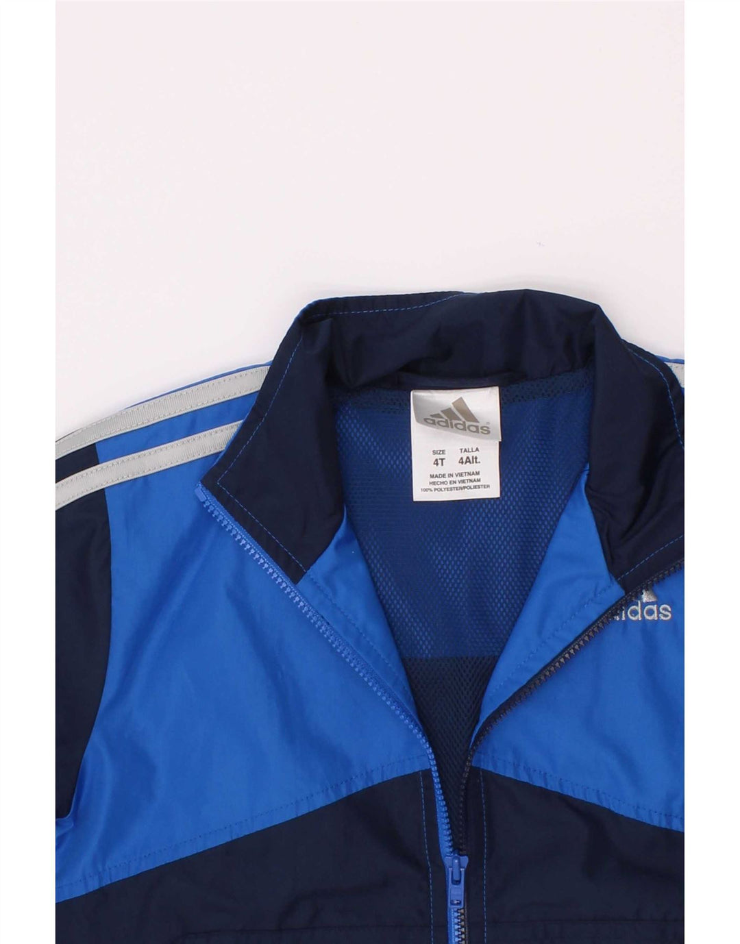 Jachetă de trening pentru băieți Adidas 3-4 ani, albastru bleumarin, poliester color bloc
