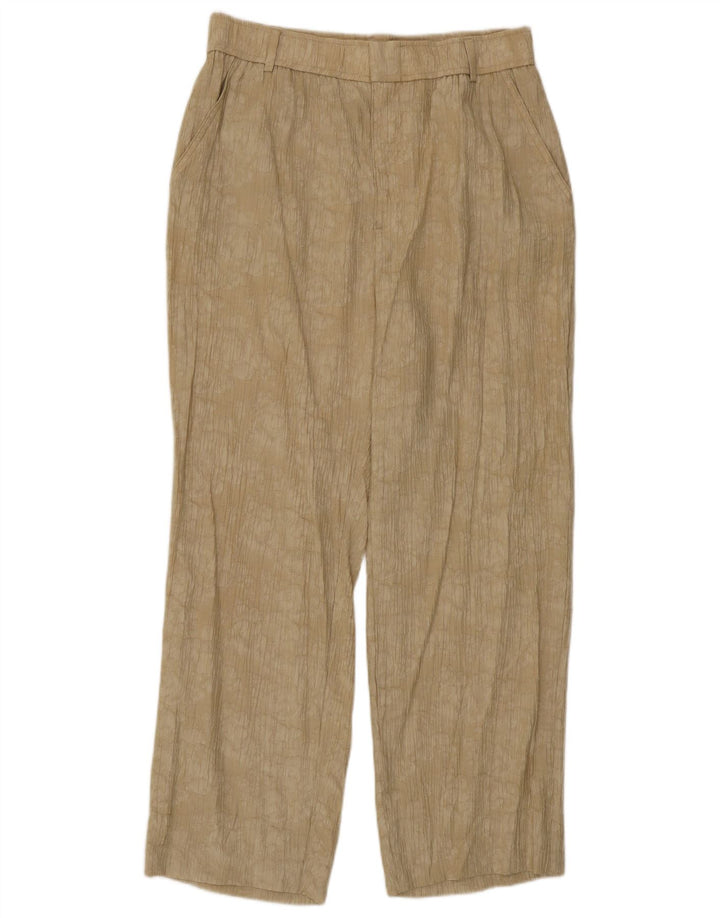 Pantaloni drepti casual pentru femei, cu model abstract, Zara Mediu L30 L26 Bej