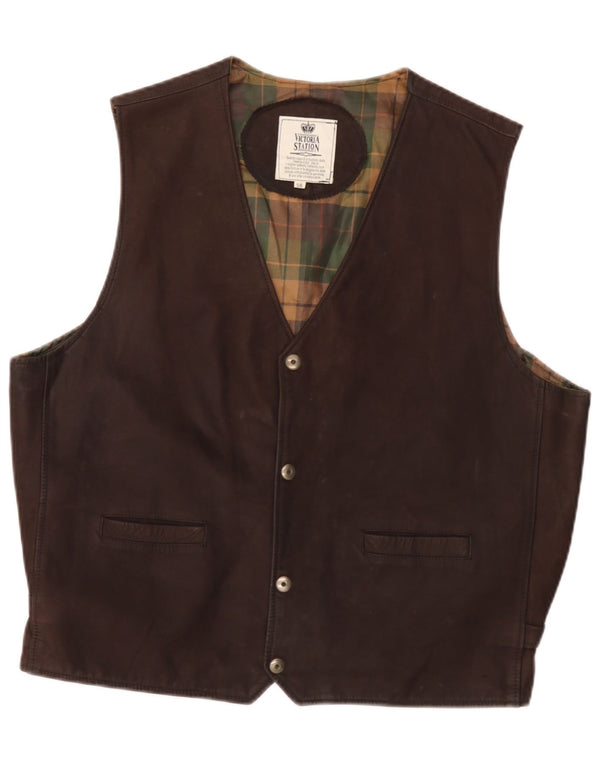 Vestă din piele vintage pentru bărbați IT 56 2XL maro