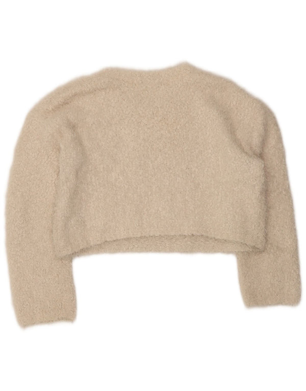 Pulover pentru femeie cu gât de barcă Zara UK 14 Poliester mediu bej