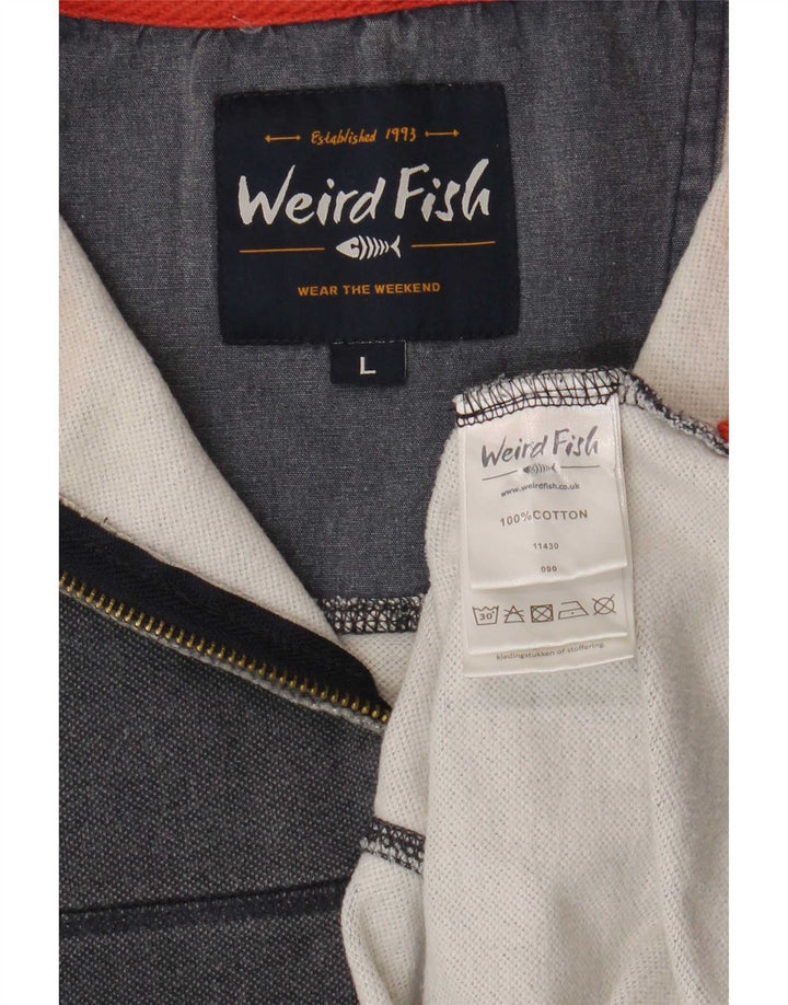 Hanorac pentru bărbați Weird Fish, cu fermoar și gât, Pulover mare, albastru bleumarin, bumbac