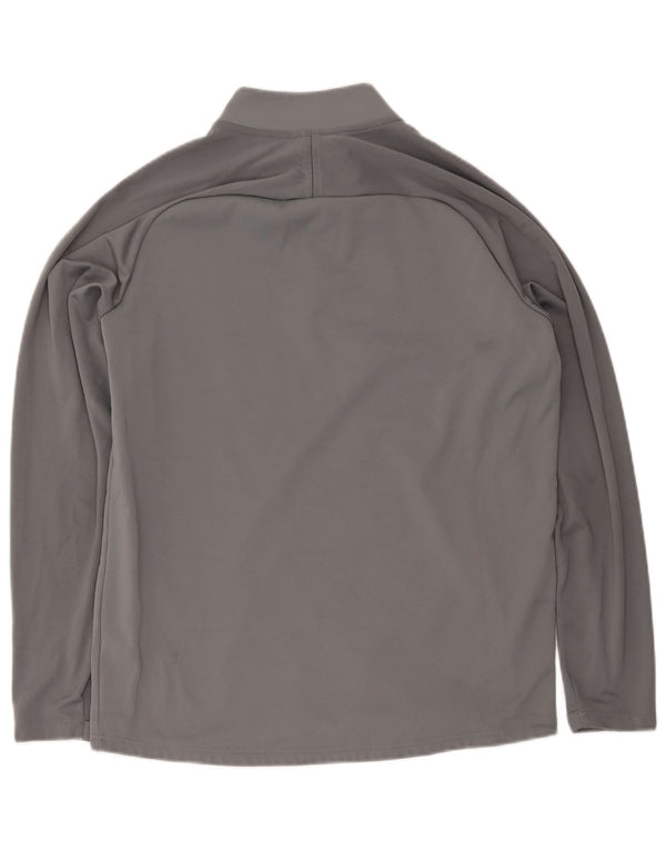 Top de trening pentru bărbați Dri Fit, cu fermoar și gât, color block, gri mare