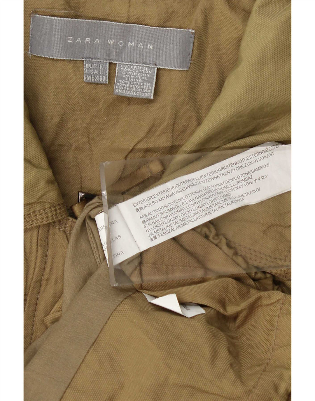 Jachetă Utilitară pentru Damă Zara UK 16 Mare Kaki Bumbac